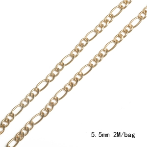 Cadena Figaro dorada de 5,5mm para creación de joyas DIY y accesorios de 2 metros