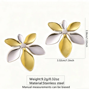 Tableau des tailles détaillé des boucles d'oreilles fleurs en acier or et argent