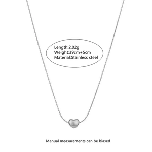 Poliertes Edelstahl Herz Anhänger Halskette in Silber mit 39cm plus 5cm Kette