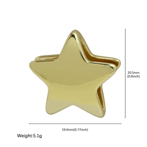 Polished gold star charm detail with precise 20.5mm height and 19.6mm width measurements