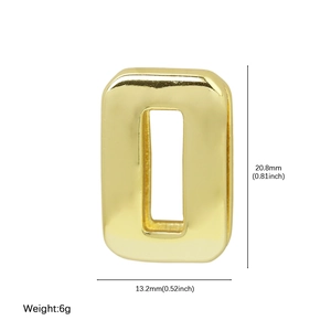 Polished gold number 0 charm for DIY sports jewelry with 20.8mm size dimensions