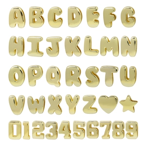 3D Bubble Letter Pendants Gold Silver Plated Copper Alphabet Charms For DIY Jewelry Making Necklace Bracelet Accessory