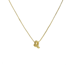 Polished 18k gold plated box chain necklace with a Leo zodiac sign pendant on white background