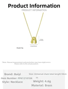 Polished golden brass necklace with letter A pendant and size specifications