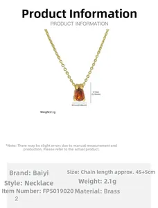 Detailed size specifications for a brass teardrop pear-shaped orange gemstone pendant