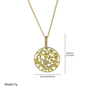 Halskette mit 18k vergoldetem MAMA Herzanhänger und Zirkonia, Maße 22,6mm x 30,5mm