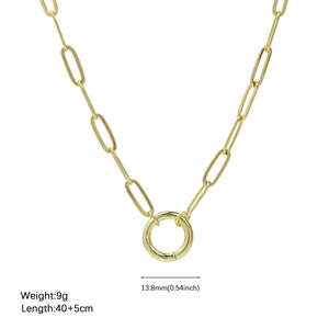 Goldene Büroklammer-Halskette mit Ringverschluss-Anhänger und Strand-Ozean-Stil