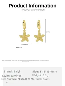 Détails et dimensions des boucles d'oreilles étoile de mer dorées en laiton poli