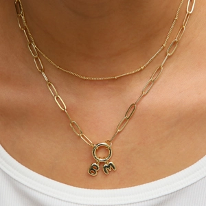 18K Vergoldet Messing Bubble Buchstabe Initialen Anhänger DIY Alphabet Schmuck Büroklammerkette Halskette Für Damen Geschenk Personalisierte Accessoire