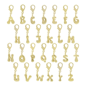 Ensemble de 26 porte-clés lettres alphabet dorées avec placage métallique et fermoirs mousqueton