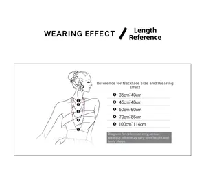 Guide des tailles montrant les longueurs de collier et l'effet sur le corps