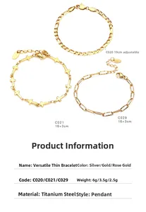 Detailed view of three gold titanium steel bracelets including cross and link designs