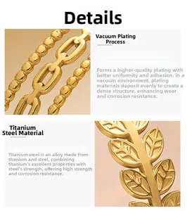 Détail macro de bijoux en acier titane doré avec placage sous vide et texture de chaîne