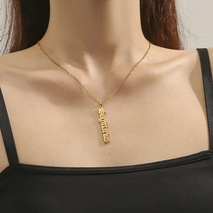 Sagittarius Sternzeichen Buchstaben Vertikaler Anhänger Halskette Edelstahl 18K Vergoldet Minimalistischer Schmuck Geschenk Damen