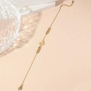 Elegante gouden titanium stalen armband met vis hanger en metalen kralen voor dames
