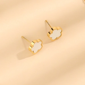 Minimalistische Pfirsichblüten Blume Ohrstecker Aus Edelstahl Für Damen Vergoldet Muscheleinlage Nischendesign Süßer Schmuck