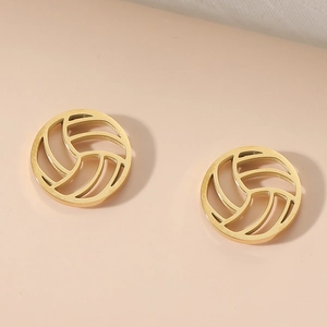 Minimalistische goldene geometrische Volleyball-Ohrstecker aus Edelstahl für Damen
