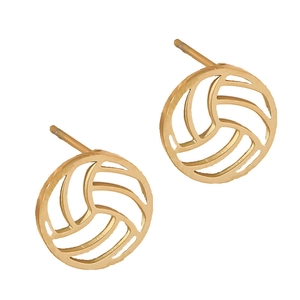 Minimalistische goldene geometrische Volleyball-Ohrstecker aus Edelstahl in Wirbel-Optik