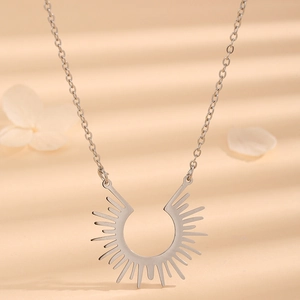 Collar de Pendiente de Rayo de Sol de Acero Inoxidable para Mujer Joyería de Cadena en Forma de U Chapado en Oro Plata Regalo