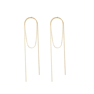 Minimalist gold tassel chain earrings with sleek snake bone multi-layer design for women