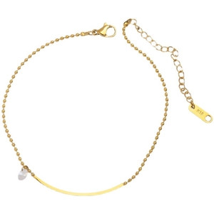 Minimalist 18K gold anklet with smile zircon pendant and K18 hallmark engraving