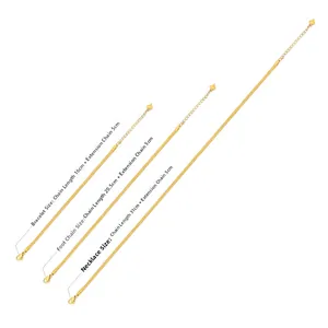 18K gold snake chain set including necklace, bracelet, and anklet with heart charm