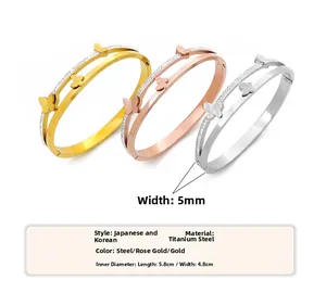 Detailed size parameters for butterfly titanium steel bracelets in three distinct colors
