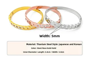 Detail of 5mm hollow titanium steel bracelets with Cuban link texture and zircon inlay