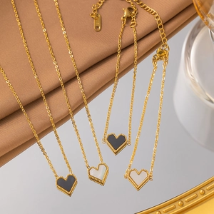 Edelstahl Herz Perlmutt Anhänger Halskette Armband Für Damen 18K Vergoldet Minimalistische Schlüsselbeinkette Schmuck Geschenk