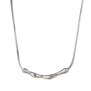 Minimalist Stainless Steel Irregular Liquid Metal Pendant Necklace Snake Bone Chain Clavicle Chain Jewelry For Women