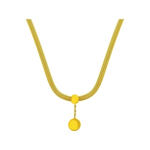 Collier en maille dorée avec perle florale ajourée et pendentif à pampille chic