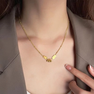 Exquisite Double Fish Round Bead Pendant Stainless Steel Necklace For Women Gold Plated Koi Fish Bracelet Anklet Fashion Jewelry