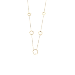 Elegant gold titanium steel necklace with five delicate cutout flower pendants for women