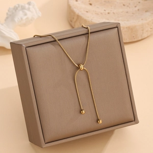Minimalistische 18K gouden slangenketting met verstelbare schuifkraal in geschenkdoos