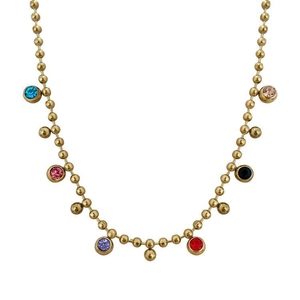 Collier minimaliste en plaqué or 18k avec pendentifs en pierres précieuses multicolores