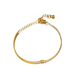 Minimalistisches vergoldetes Titanstahl-Kettenarmband mit Zirkonia und Karabinerverschluss