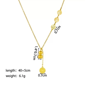 Fu-Zeichen hohle Kürbis Fußkettchen aus Titanstahl mit Gold-Finish für Damen 40+5cm
