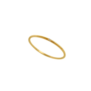 Minimalistischer vergoldeter Titanstahlring mit einzelnem Zirkonia-Inlay für Damen