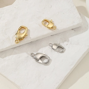Polished 18k gold and silver square lobster clasps for DIY jewelry necklaces and bracelets