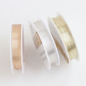 Tre bobine di filo di rame da 0,4 mm in oro rosa, argento e oro per creazione di gioielli
