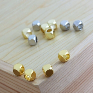 Square 18K gold and silver plated brass cube spacer beads for DIY jewelry making