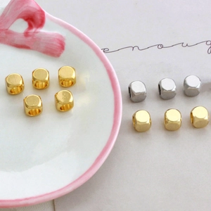 Golden and silver square spacer beads for handmade DIY necklace jewelry accessories