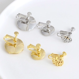 Convertitori per orecchini a clip regolabili placcati in oro 14K e argento con base rotonda