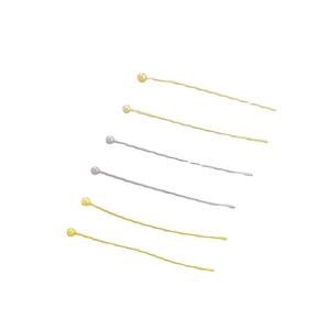Lot de 6 épingles à cheveux à tête ronde dorées et argentées avec texture ondulée