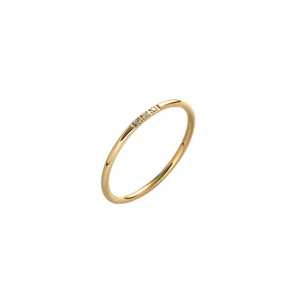 Minimalistische gouden titaniumstalen ring met drie ingebedde diamanten voor dames