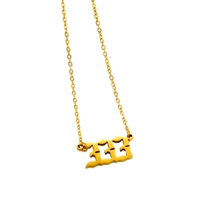 Minimalistische goldene Edelstahl Engelzahl 333 Halskette mit gotischem Anhänger