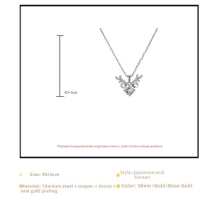 Detailed view of antler pendant with round zircon inlay and titanium steel chain specifications