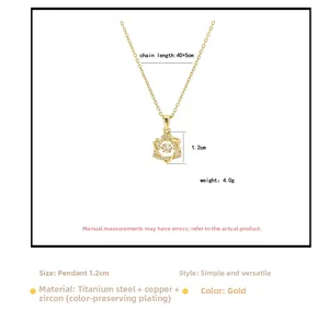 Close-up of golden hexagram pendant featuring a dancing zircon stone and titanium steel chain