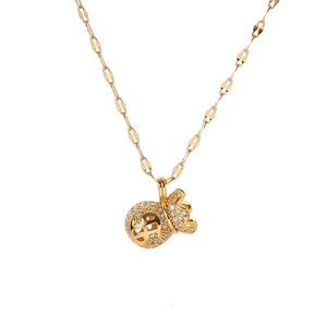 Luxury gold money bag necklace with pavé crystal accents and a hollow dollar sign charm