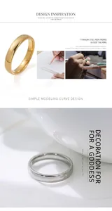 Macro des bagues en acier au titane poli or et argent avec finition miroir